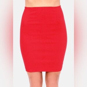 Lulus Red Stretch Mini Pencil Skirt with Lining small